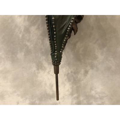 Beau grand soufflet de cheminée en chêne sculpté d'époque 19 ème