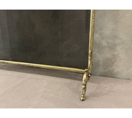 Ecran de cheminée en bronze, pare feu d'époque 19 ème de style Louis XVI