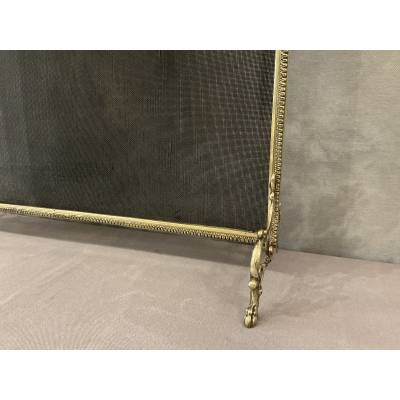 Ecran de cheminée en bronze, pare feu d'époque 19 ème de style Louis XVI