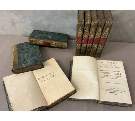 Série de 9 livres anciens 18 ème oeuvres de Piron
