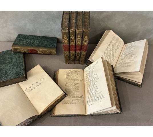 Série de 9 livres anciens 18 ème oeuvres de Piron