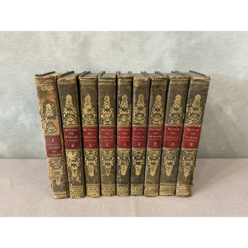 Série de 9 livres anciens 18 ème oeuvres de Piron