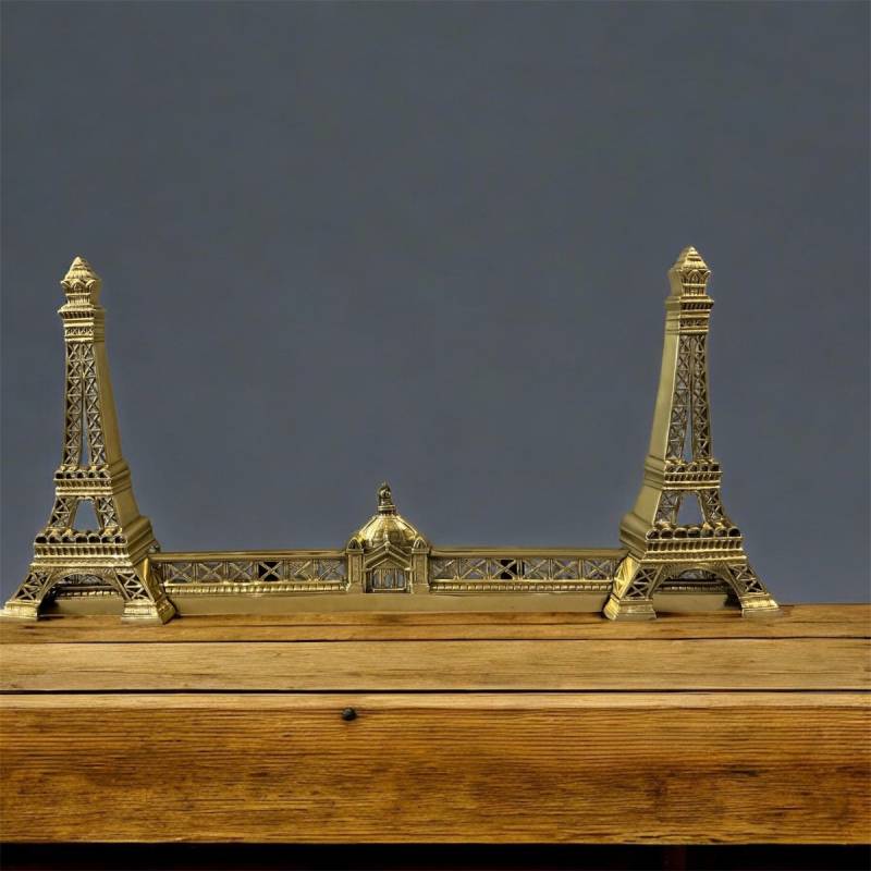 Fireplace bar, bronze fireplace bar Eiffel Tower decor circa 1900