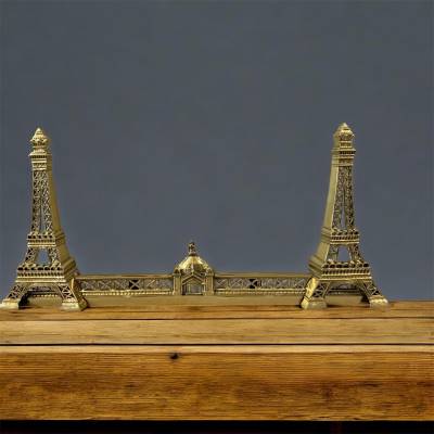 Fireplace bar, bronze fireplace bar Eiffel Tower decor circa 1900