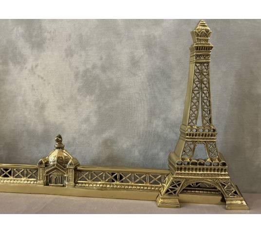 Fireplace bar, bronze fireplace bar Eiffel Tower decor circa 1900