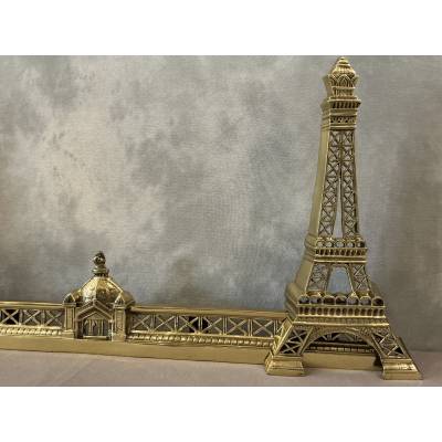 Fireplace bar, bronze fireplace bar Eiffel Tower decor circa 1900