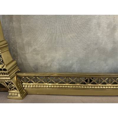 Fireplace bar, bronze fireplace bar Eiffel Tower decor circa 1900