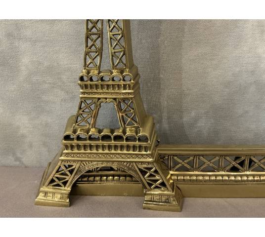 Fireplace bar, bronze fireplace bar Eiffel Tower decor circa 1900