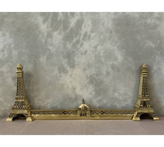 Fireplace bar, bronze fireplace bar Eiffel Tower decor circa 1900