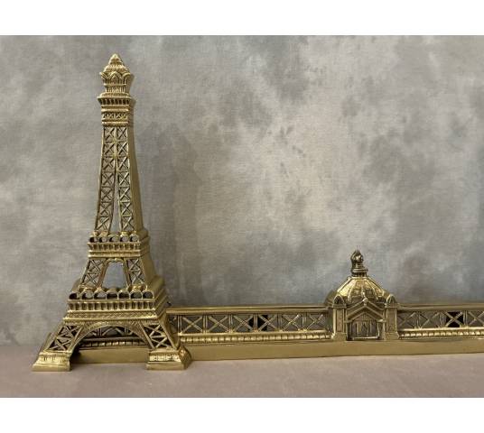 Fireplace bar, bronze fireplace bar Eiffel Tower decor circa 1900