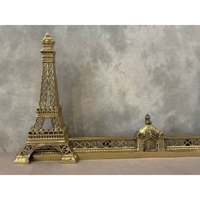 Fireplace bar, bronze fireplace bar Eiffel Tower decor circa 1900