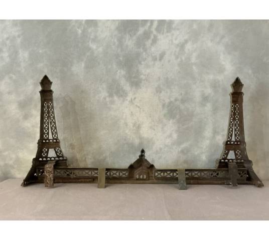 Fireplace bar, bronze fireplace bar Eiffel Tower decor circa 1900