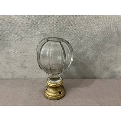 Boule d'escalier en cristal à facettes et en bronze d'époque 19 ème
