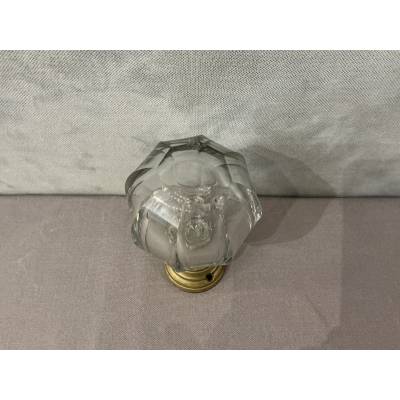 Boule d'escalier en cristal à facettes et en bronze d'époque 19 ème