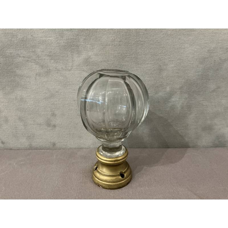 Boule d'escalier en cristal à facettes et en bronze d'époque 19 ème