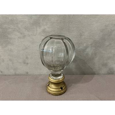 Boule d'escalier en cristal à facettes et en bronze d'époque 19 ème