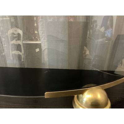 Smoked and curved glass fire screen from the 1970s