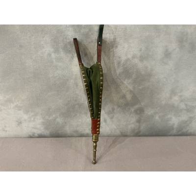 Petit soufflet de cheminée ancien en marqueterie d'époque 19 ème