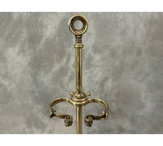 Serviteur de cheminée en laiton et fonte d'époque 19 ème