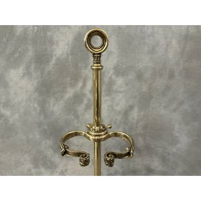 19th century brass and cast iron fireplace set