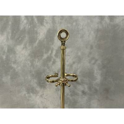 19th century brass and cast iron fireplace set
