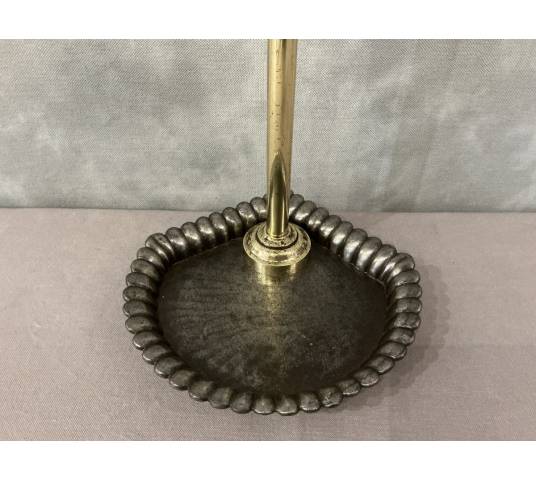 19th century brass and cast iron fireplace set