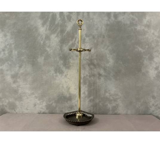 Serviteur de cheminée en laiton et fonte d'époque 19 ème