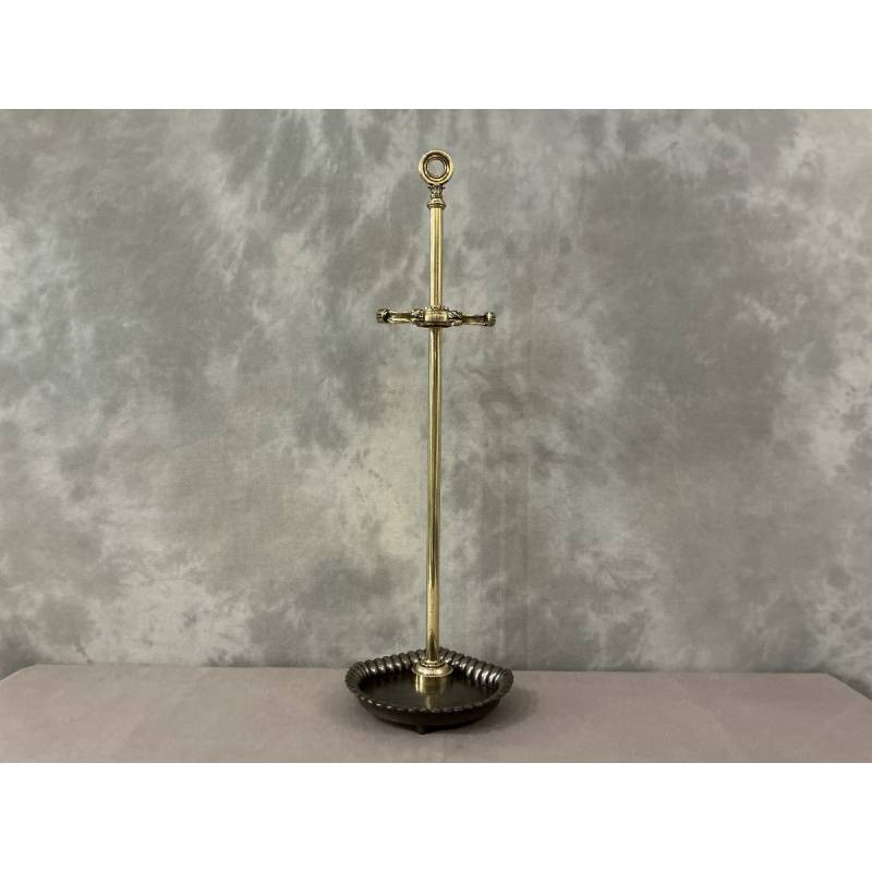 Serviteur de cheminée en laiton et fonte d'époque 19 ème