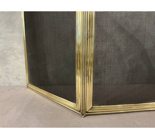 Petit pare feu de cheminée ancien en laiton d'époque 19 ème