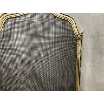 Petit pare feu de cheminée ancien en laiton d'époque 19 ème