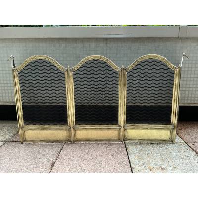 Large antique brass fireplace screen from the 19th century