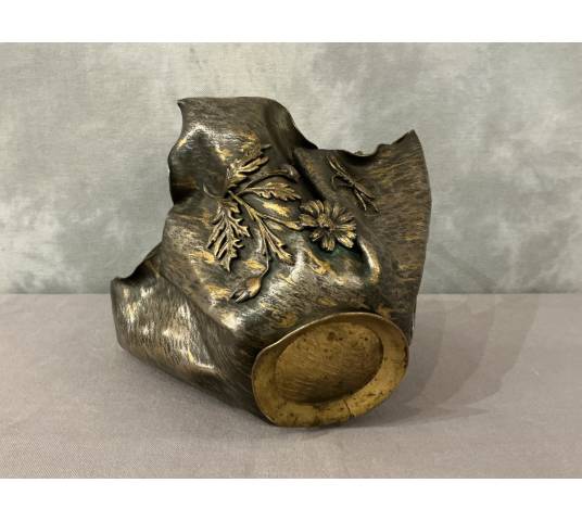 Beau panier en bronze et bronze argenté d'époque Art Nouveau