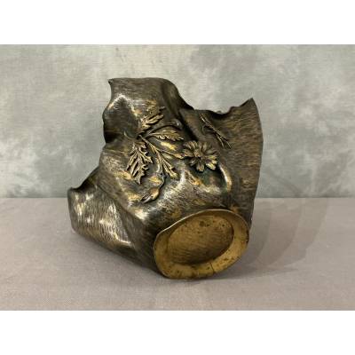 Beau panier en bronze et bronze argenté d'époque Art Nouveau