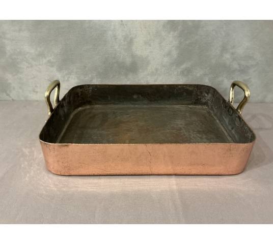 Grand plat à rôtir en cuivre d'époque 19 ème
