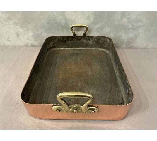 Grand plat à rôtir en cuivre d'époque 19 ème