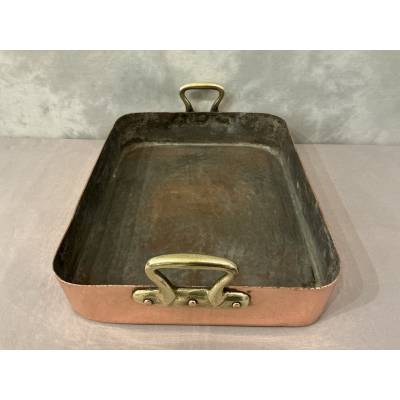 Grand plat à rôtir en cuivre d'époque 19 ème