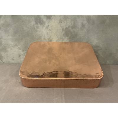 Grand plat à rôtir en cuivre d'époque 19 ème