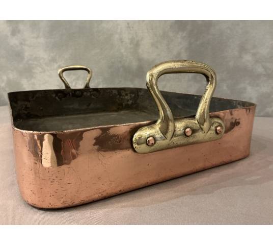 Grand plat à rôtir en cuivre d'époque 19 ème