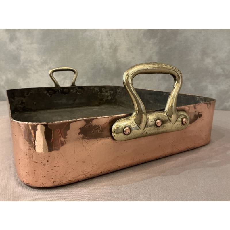 Grand plat à rôtir en cuivre d'époque 19 ème