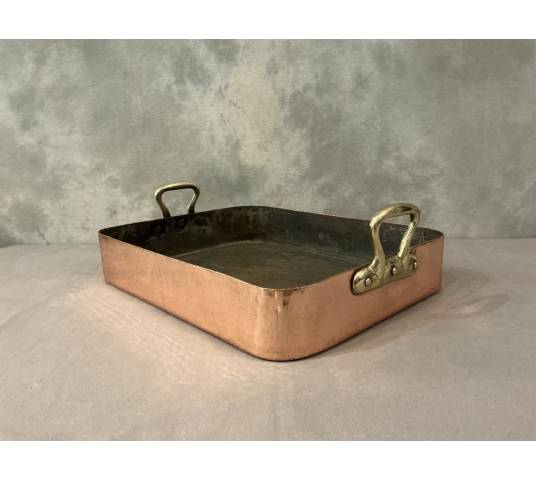 Grand plat à rôtir en cuivre d'époque 19 ème