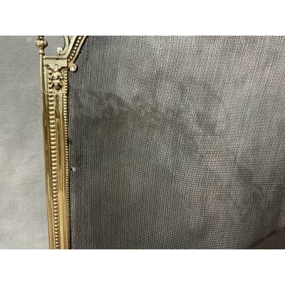 Petit pare feu de cheminée ancien en laiton et bronze d'époque 19 ème de style Louis XVI