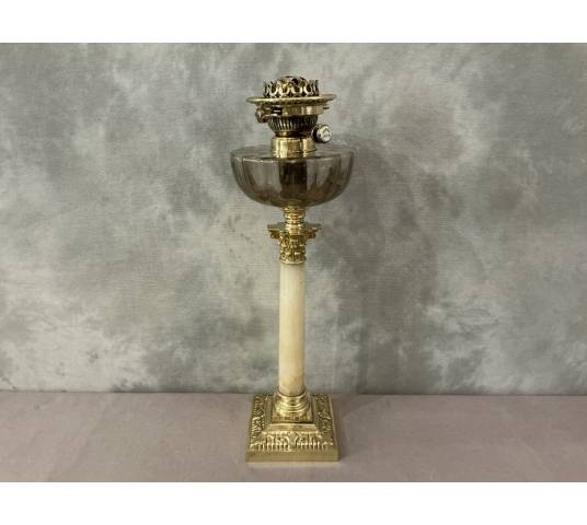 19th century bronze and alabaster oil lamp base