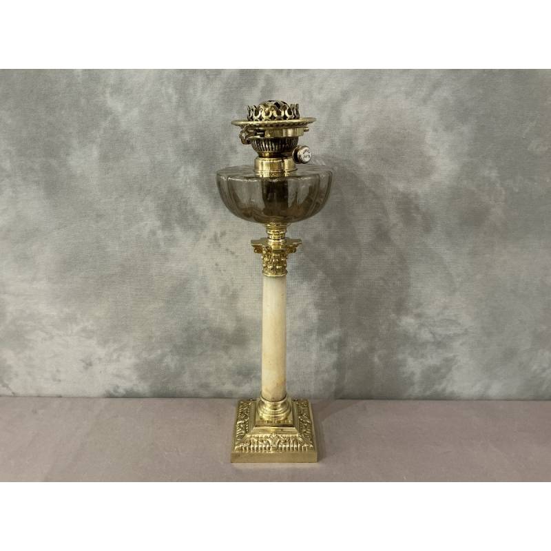 19th century bronze and alabaster oil lamp base