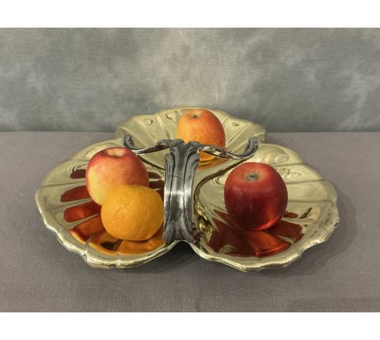 Beautiful late 19th-century brass and silver-plated fruit basket