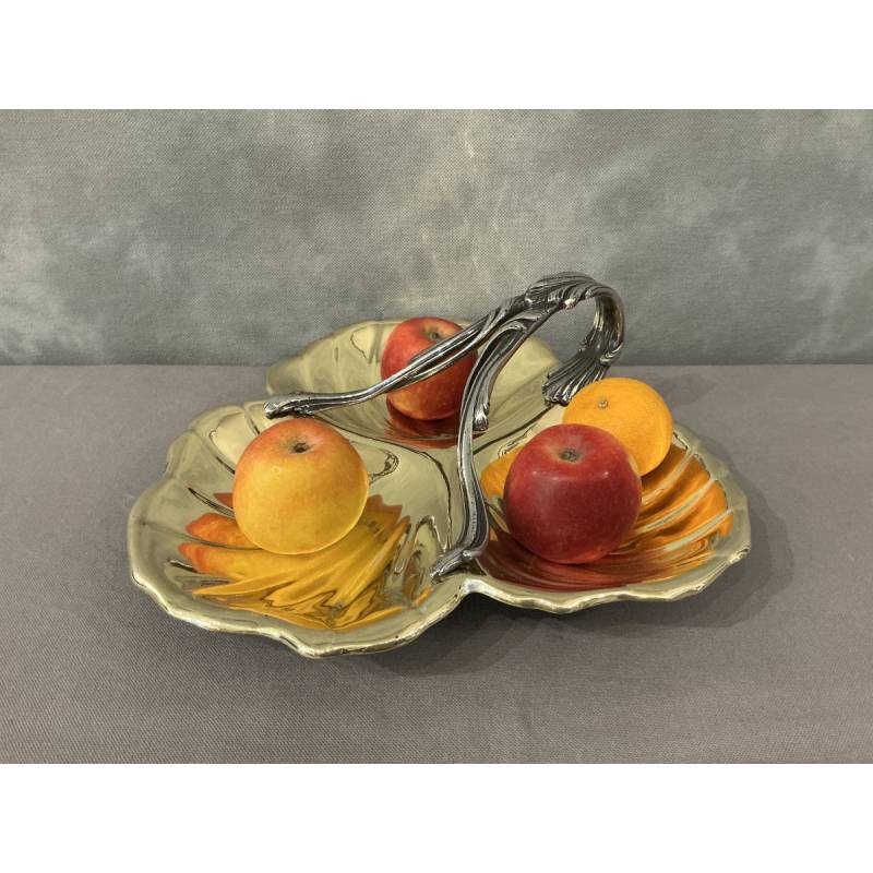 Beautiful late 19th-century brass and silver-plated fruit basket