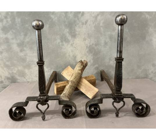 Pair of 18th-century wrought iron andirons