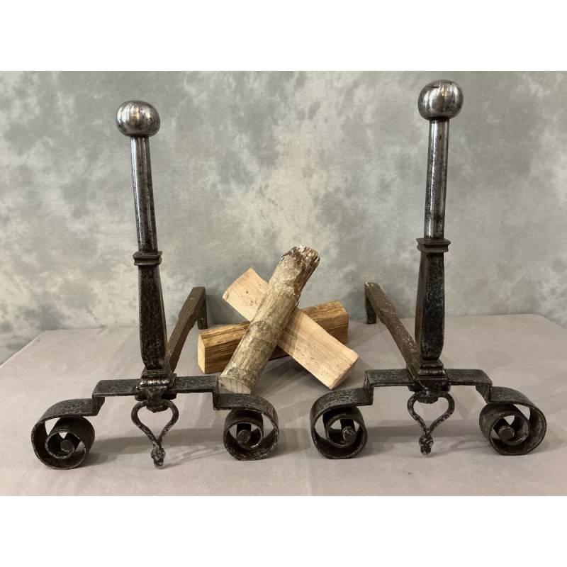 Pair of 18th-century wrought iron andirons