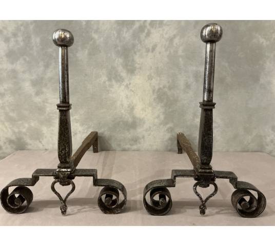Pair of 18th-century wrought iron andirons