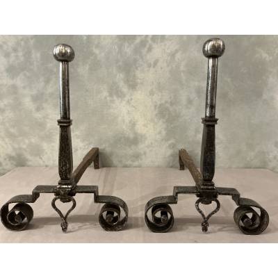 Pair of 18th-century wrought iron andirons