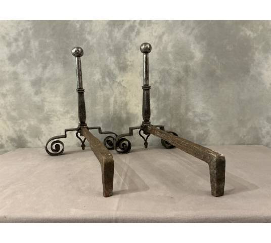 Pair of 18th-century wrought iron andirons